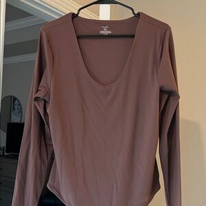 Nuuds Chocolate Long Sleeve Scoop Neck Bodysuit